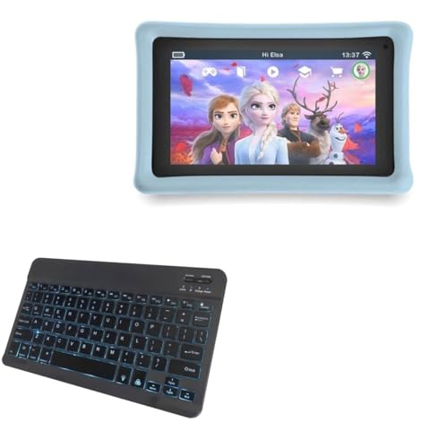 BoxWave Keyboard Compatible with Pebble Gear Kids Tablet - SlimKeys Bluetooth Keyboard - with Backlight, Portable Slim LED 7 Colors - Jet Black