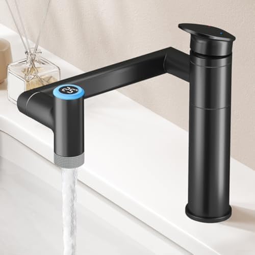 Robinet de lavabo pivotant 360 mitigeur température double pulvérisation