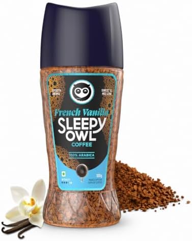 Sleepy Owl French Vanilla Premium Instant Coffee | 100% Arabica | Microground Technology | Ready in Seconds | Makes 50 Cups | 100g