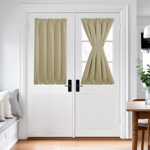 Deconovo Blackout French Door Curtains for Door Window, Dual Rod Pocket