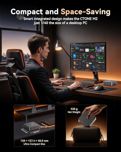 CTONE M2 MINI PC, Core i9 13900HK (14K/20T, bis zu 5.4GHz), 32GB RAM+1TB PCIe 4.0 SSD Micro Desktop Computer mit Iris Xe 96EU| WiFi 6E| BT 5.2|2.5GbE LAN Support Tripe Display|8K für Office/Home