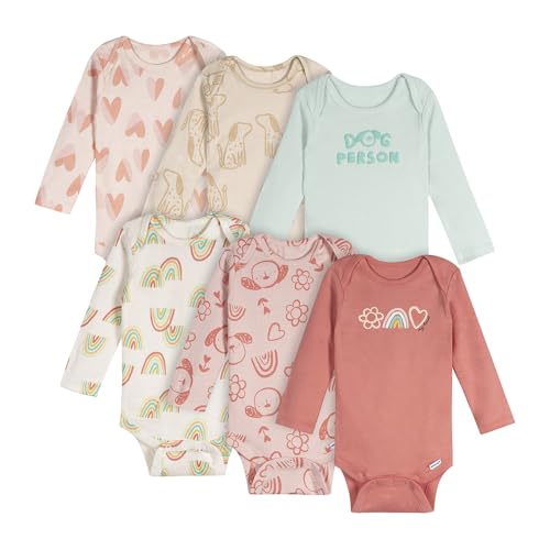 Image of Onesies Brand Unisex Baby 6-Pack Long Sleeve Bodysuits - Breathable Cotton One-Piece Outfits for Newborns & Infants