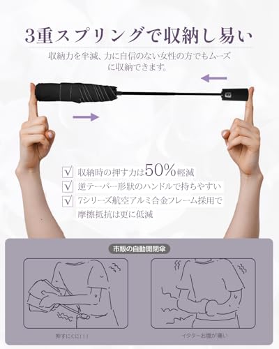 【JIS認証 形状安定】Lilac 折りたたみ傘 形状記憶 軽量 スリム UVカット 形状安定 206g おりたたみ傘 ワンタッチ 自動開閉 おりたたみ傘 晴雨兼用 メンズ レディース 梅雨対策 折りたたみ傘 コンパクト 耐強風 男女兼用 携帯しやすい [4]