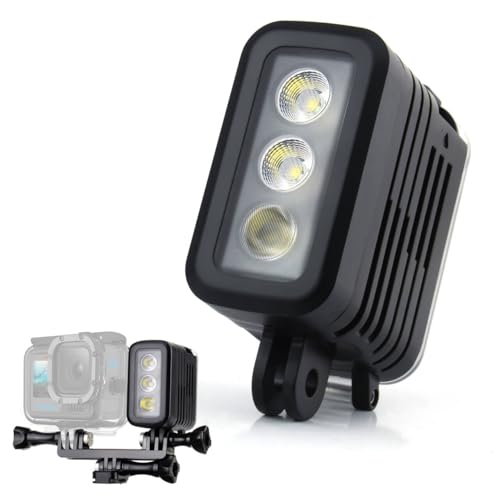 GEPULY Underwater Light Dive Lights - 450LM High Power 3 Dimmable Modes 164FT Waterproof LED Video Fill Night Light for GoPro Hero 13 12 11 10 9 8 7 6 5 4 3+ 3 DJI OSMO Action 3 4 5 Pro 6 AKASO