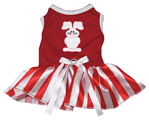 Robe de chien lapin à rayures rouge vêtement carnavals