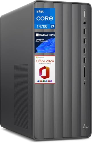 HP Envy Desktop Computer, Intel i7-14700 Up to 5.40 GHz, Microsoft Office 2024 Pro Lifetime, 32 GB RAM, 1 TB SSD, Intel UHD Graphics 770, Wi-Fi 6, Home & Business PC, Windows 11 Pro