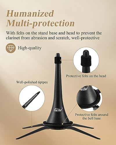 Eastar Clarinet Stand Portable Detachable Holder Bracket With Storage Bag, Est-003, Black #TOP2