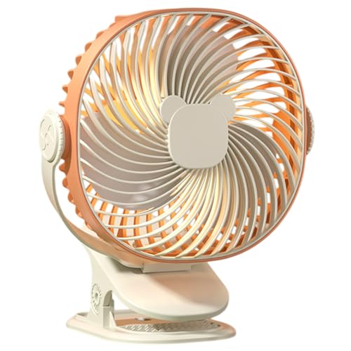 Zuasdvnk Ventilador con clip | Ventilador de clip portátil para cama, recargable por USB, dispositivos silenciosos con luz nocturna, 5 velocidades de refrigeración para dormitorio, cochecito