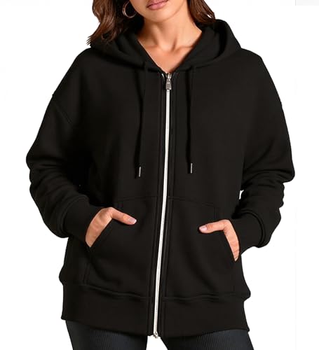 Neteson Sudadera con Capucha Mujer Chaqueta Deportiva Chándal con Cremallera Sweatshirt Manga Larga Sudadera Cremallera Capucha Casual para Primavera Otono Oversize