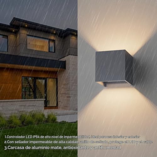 Miniatura 5 de Klighten 4 Pcs Aplique Pared Led Con G9 Led Bombillas Reemplazables, Blanco Cálido 3000k Lampara De Pared Interior Exterior Ip54 Ángulo Ajustable Lámpara Pared, Antracita