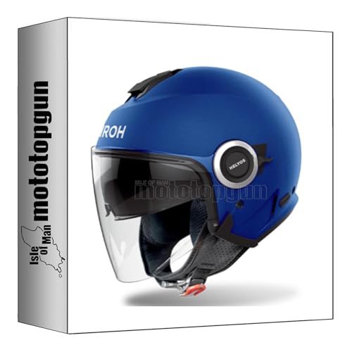 Casque jet Airoh Helyos bleu mat taille S casque moto scooter bleu
