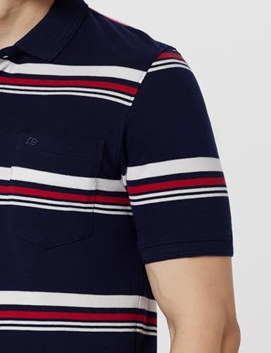 Image of Peter England Men's Cotton Breton Stripe Polo T-Shirt | Casual Wear | Modern Design
