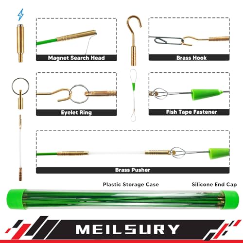 MeilsurY Fish Tape Wire Puller,22FT Fiberglass Fishing Wire, Wire Fishing Tools With 6 Different Attachments,Premium Wire Puller for Electrical Cable Pulling
