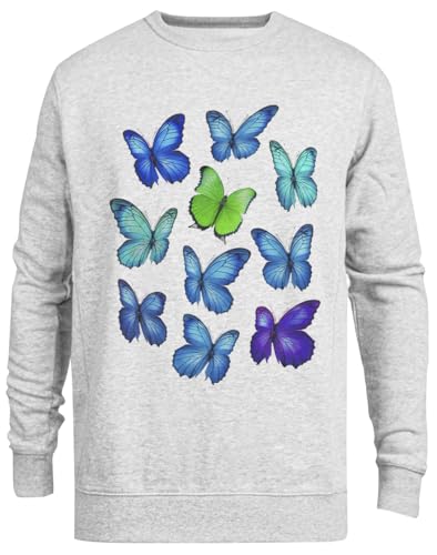 Pull Ras du Cou Unisexe Gris Le Papillon Vert en coton bio