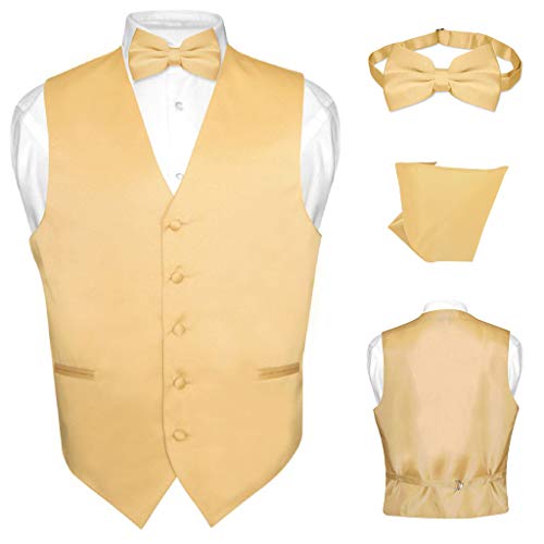 Men's Dress Vest BOWTie Hanky Solid Color Bow Tie Set Suit or Tuxedo TALL Sizes