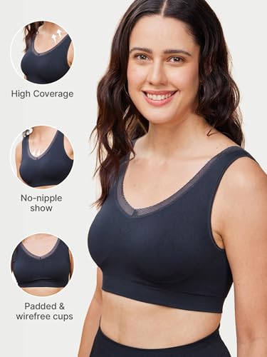 Image of Enamor Innovations Flexifree,Plunge, Ultra Comfort Women's Bralette - No-Pinch,no-dig,360 Degree Flex, Seamless Lift,Fixed Cup, Padded, Wirefree, High Coverage - F137