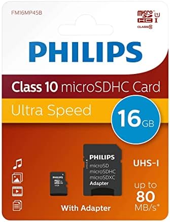 Philips Ultra Speed microSDHC Card 16 GB + SD adaptörü UHS-I U1, 80 MB/sn'ye kadar okuma hızı, A1 hızlı uygulama performansı, V10, akıllı telefonlar, tablet, bilgisayar, kart okuyucu, Full HD video - Görsel 2