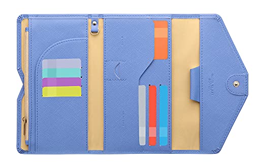 ZOPPEN Passport Holder Women/Men, Multi-purpose Rfid Blocking Travel Passport Wallet (Ver.4) Tri-fold Document Organizer Holder (#25 Niagara Blue)