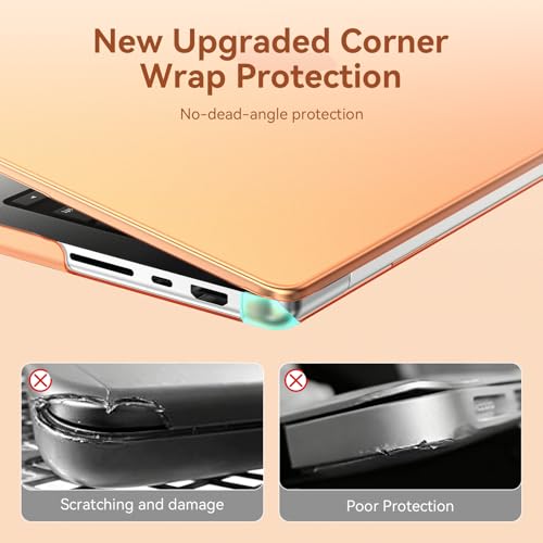 EooCoo Case Compatible with MacBook Air 15 inch M5 2026 2025-2023 Release M4 M3 M2 Model A3448 A3241 A3114 A2941, Plastic Hard Shell Case & Keyboard Cover & Screen Protector, Original Orange by EooCoo - Image 2