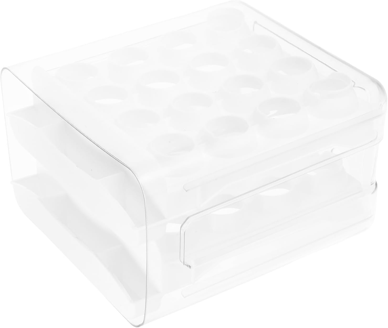 Generic Double Layer Egg Organizer with Lid for Refrigerator Storage Plastic Egg Holder Space-saving Design for Kitchen Countertop Placement