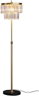 Lampy Podłogowe Lampa Stojąca Metalowa Lampa Podłogowa Do Czytania Z Kryształowym Abażurem. Lampa Stojąca. Czarna Marmurowa Podstawa. Lampa O Wysokim Słupie Lampa Podłogowa Sypialni