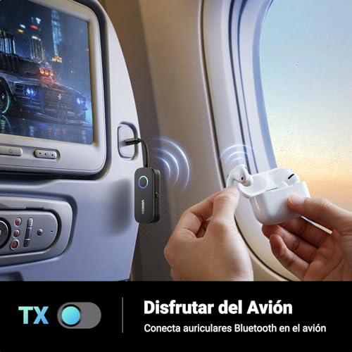 UGREEN Adaptador Bluetooth 2 en 1 Transmisor Receptor 5.2 Audio Jack 3,5mm para TV Coche Altavoz Auriculares Amplificador Móvil PC - imagen 8