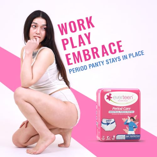 Image of everteen (5 Pcs x 2) L-XL Disposable Period Panty for Girls & Women, Highly Absorbent for Heavy Flow, Waist Size - 27 to 45, Maternity Delivery Pads, Postpartum & Overnight Protection, Cottony Soft Panties - Pack of 2