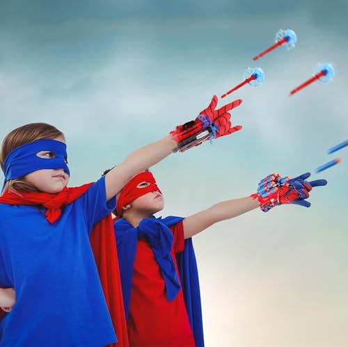 Image of Set of 2 Spider Web Shooters Toy Set, Superhero Glove Launcher, Safe Outdoor Action Toys for Kids, Halloween Christmas Birthday Party Gifts for Boys and Girls (AB, 2)