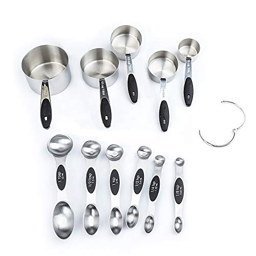 Tauner Stainless Steel Measuring Cups and Spoons Set of 11, 5 Cup