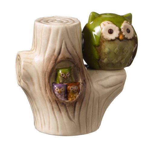 Grasslands Road Owl in Tree Magnetic Salt and Pepper Shaker Set, 3-Inch