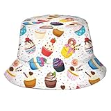 Pretty Colorful Cupcake Bucket Hat Packable Breathable Sun Hats for Women Men Teens Unisex Summer Travel Beach Fisherman Cap