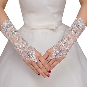 Bruidshandschoenen van kant, elegante bruidshandschoenen zonder vingers, retro, bruidsaccessoires, witte…