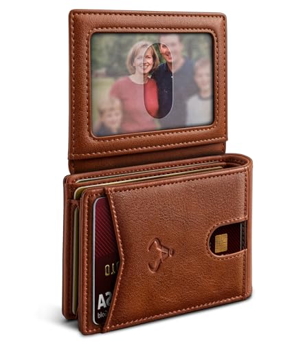 BULLIANT Men Wallet, Slim Leather Wallet Front Pocket Card Holder Gift For Men 11 Slots RFID Blocking