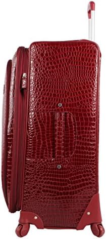 Kathy Van Zeeland Croco PVC 디자이너 수하물 - 가볍고 확장 가능한 71.1cm(28인치) 여성용 여행 가방 - 4개의 롤링 스피너 휠이 있는 내구성 있는 대형 가방, 버건디., 디자이너 — 사진 2