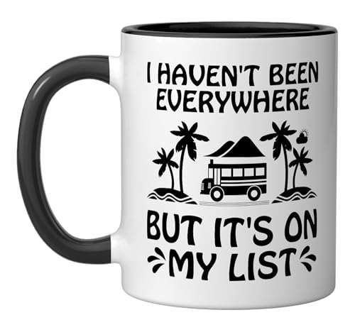 Travelling Backpacking Road Trip Travel Exploring Hiking Ceramic Mug, Black/White