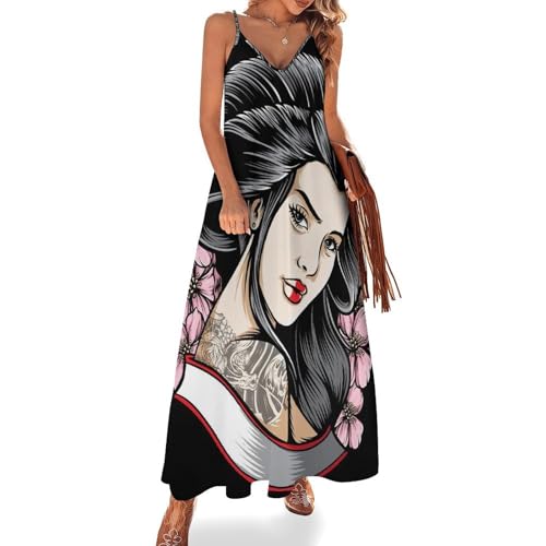 Robe longue d'été sans manches ultra légère et infroissable pour voyage et plage