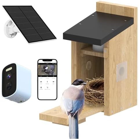 LPDISPLAY Bird House with Camera, 4MP HD Bird Houses for Outside, 2.4G WiFi & App Notify Bird Nesting & Hatching in Real Time, Auto Capture Bird Videos & Motion Detection Night Vision IP65 Waterproof Cover