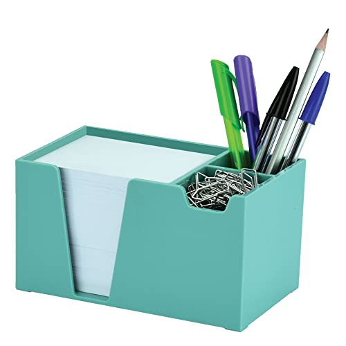 Acrimet Desktop Organizer Pencil, Pen, Paper, Clip, Caddy Holder (Plastic) (White Paper Included) (Solid Green Color)