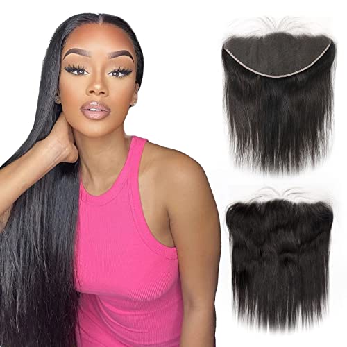 12A HD Lace Frontal, 13x6 Frontal Only, BERRYS FASHION Straight HD Frontal, Ear to Ear Lace Frontal Closure, 100% Brazilian Virgin Human Hair, Pre Plucked Hairline with Baby Hair, Natural Black, 20in