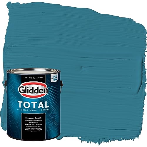 Glidden Total Interior Wall Paint & Primer All-in-One, Adventure/Aqua-Blue, Semi-Gloss, 1 Gallon