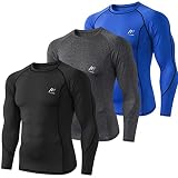 MeetHoo Kompressionshirt Herren, Langarm Funktionsshirt Atmungsaktiv Sportshirt Schnelltrocknend Fitnessshirt Männer Trainingsshirt für Laufen Jogging Gym