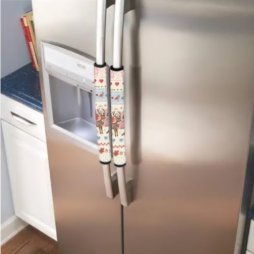 Image of Refrigerator Door Handle Covers Set of 6 Kitchen Electrical Appliance Decor Handles Keep Clean Anti-Slip Fridge Accessories Home Decor, Deer Beige Pink