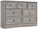 LGHM Modern 7 Drawer Dresser, 47.24' Wide Dressers for Bedroom, Chest of Drawers Closet Organizers and Storage Clothes - Easy Pulls Handle, Textured Borders Living Room, Hallway, Gray