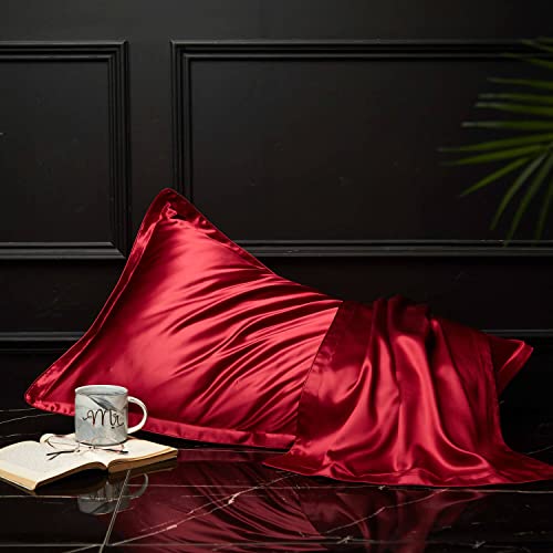 DISANGNI 100% Mulberry Silk Pillowcase，for Hair and Skin, Envelope Type, Silk Pillowcase one Side，Real Silk Pillowcase (1 Pack Standard Size 20"x26", Red Wine) by DISANGNI - Image 5