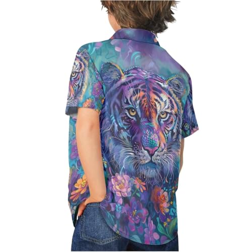 Image of PinUp Angel Funky Casual Hawaiian Shirt Kids Boys Girls Art Oil Painting Animal Pattern Short Sleeve Unisex Beach Shirt
