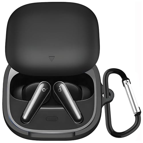 For Anker Soundcore Liberty 5 �P�[�X�yLEYUMI�z�A���J�[���o�e�B�[5�ی�J�o�[ �V���R�[���f�� �h�� �h�o �L�Y�h�~ �����[�d�\ �����h�~ �ϏՌ� �S�ʕی� �J���r�i�t�� (�u���b�N)