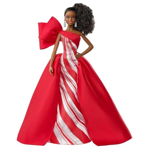 Barbie Signature poupée de collection tenue de Noël, robe blanche et rouge, édition 2019, jouet collector, FXF02
