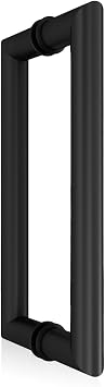 CKB 8" Shower Door Handle, Stainless Steel Shower Door Pull Compatible with 1/3" to 1/2" Glass Thickness, Back to Back Glass Door Handle with Matte Black