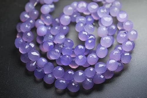 LKBEADS 3x7 Inch Strand,Superb-Finest, LAVENDAR Blue Chalcedony Faceted Onion Shape Briolettes,7-8mm size,