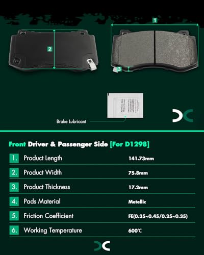 Image of SCITOO D1298-8415 Disc Brake Pads Sets Front Metal Brake Pads w /Hardware